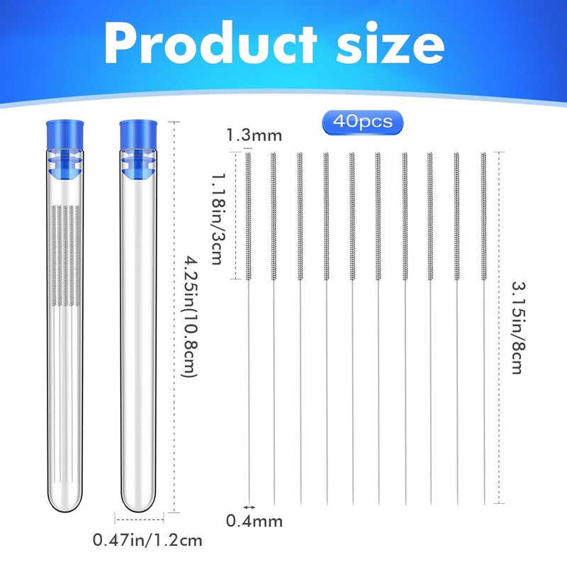 EILKBLA 40Pcs 3D Printer Nozzle Cleaning Kit, Nozzle Cleaner 3D Printer - 0.4mm Stainless Steel Cleaning Needles Set, Universal for 3D Printers, Clog Removal Tool Kit - Image 2